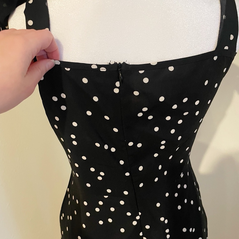 3/$15!! SHEIN Black and White Polka Dot Midi Dress - Picture 4 of 5